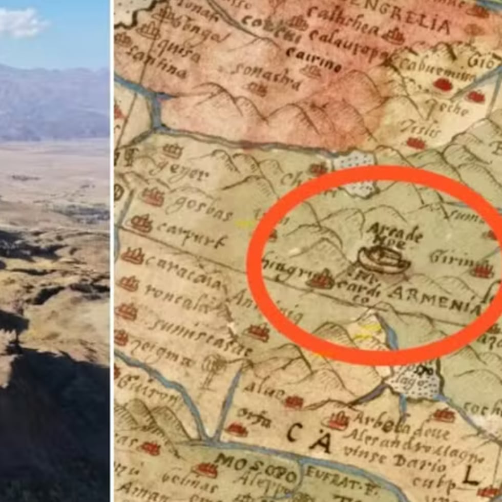 Un mapamundi conocido como “Planisferio”, creado por el cartógrafo italiano Urbano Monte en 1587, presenta una representación.