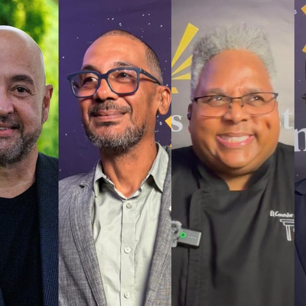 Dese la izquierda, chef Mario Pagán; chef Carlos Portela; chef Iván Clemente; y chef Gabriel Hernández, nominados a los Galardones Iberoamericanos de Gastronomía.