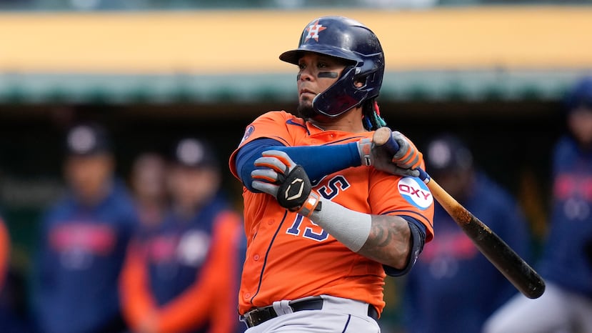 Martín "Machete" Maldonado con uniforme de los Astros de Hosuton.