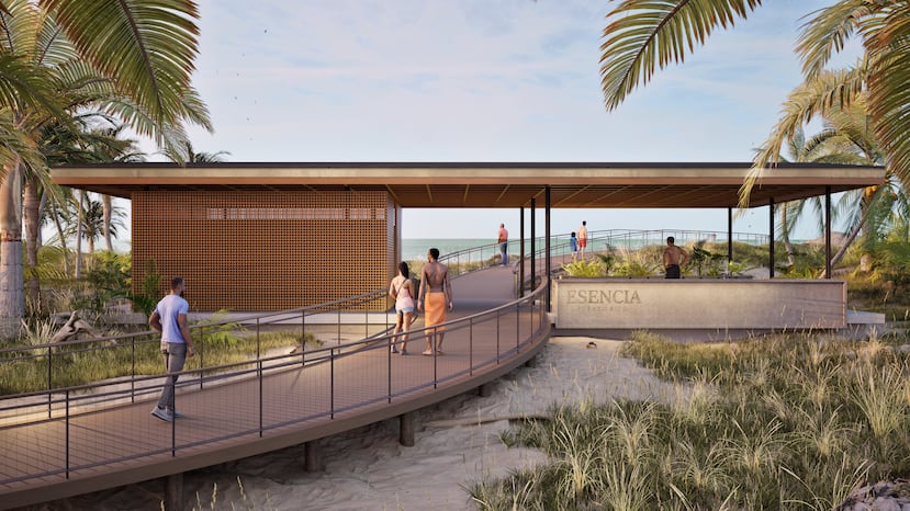 Imagen renderizada del portal de acceso a la playa.