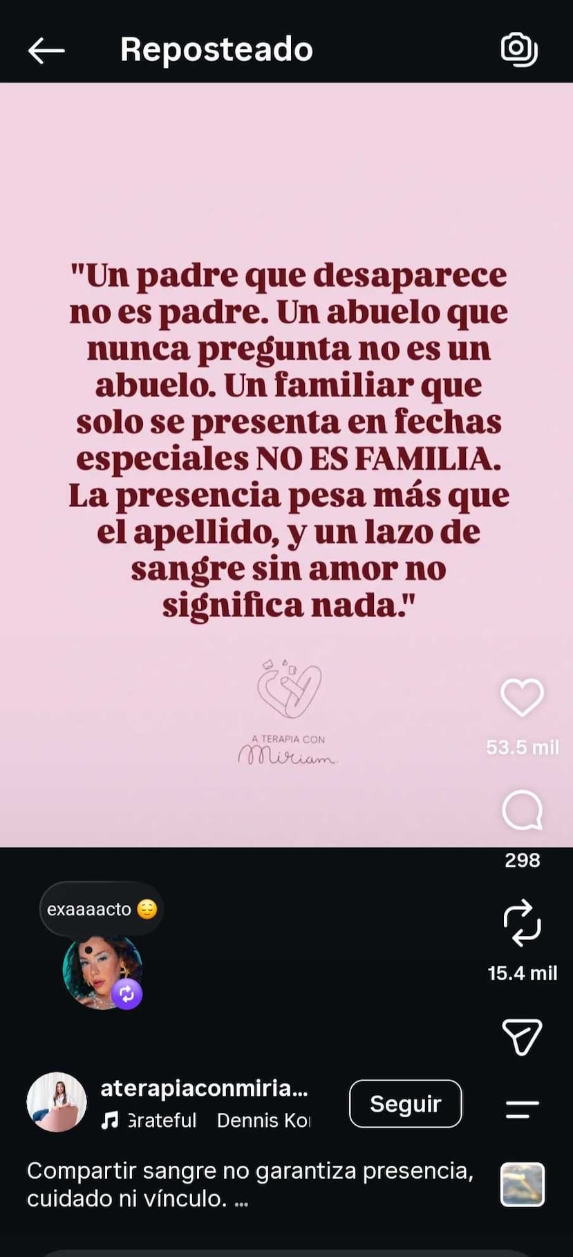 Captura del "repost" de Jesaaelys Ayala en Instagram.