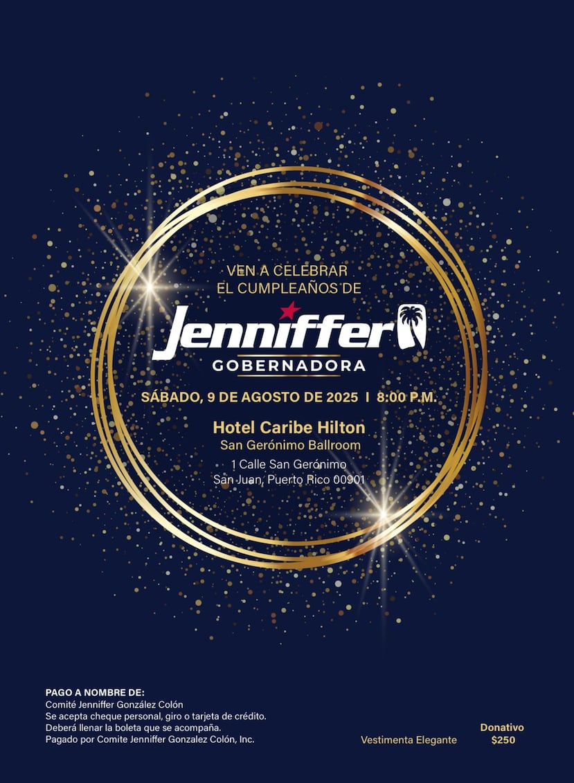 La gobernadora Jenniffer González tendrá dos tipos de invitados en la fiesta de su cumpleaños 49: los regulares y los VIP.