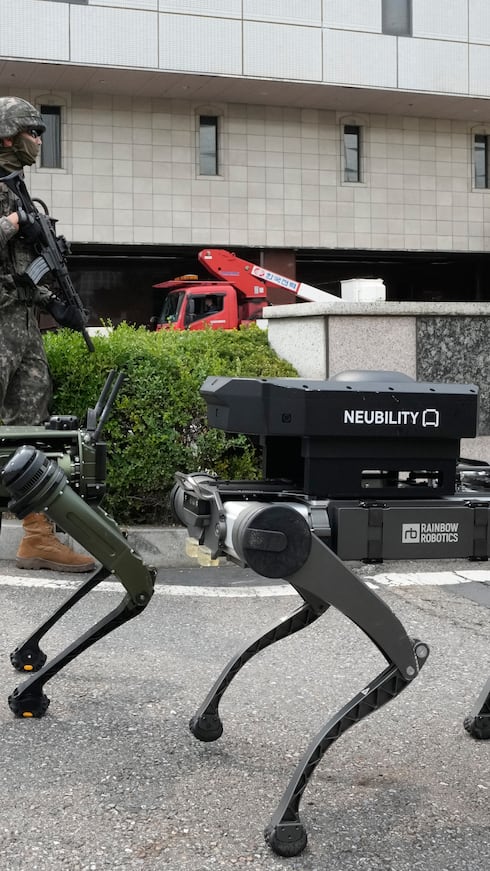 Robots cuadrúpedos participaron en un simulacro antiterrorista como parte del ejercicio militar Ulchi Freedom Shield, realizado en Seúl, Corea del Sur.