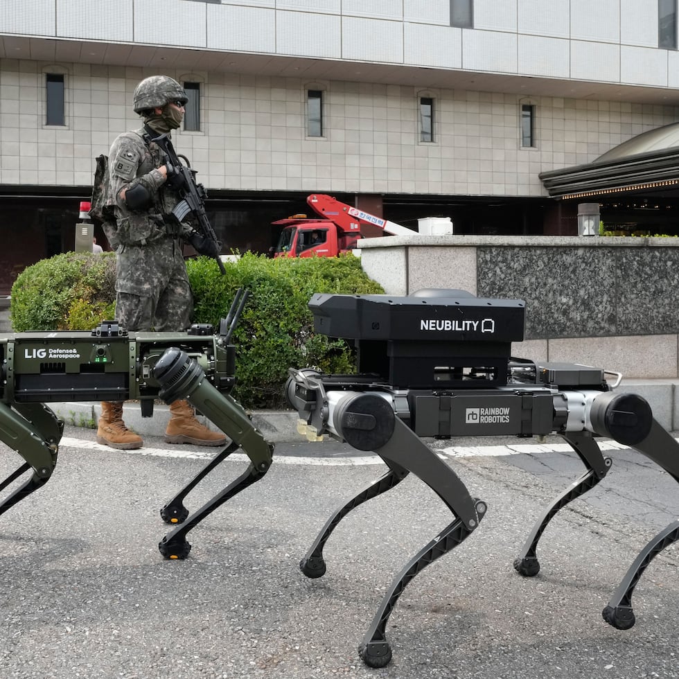 Robots cuadrúpedos participaron en un simulacro antiterrorista como parte del ejercicio militar Ulchi Freedom Shield, realizado en Seúl, Corea del Sur.