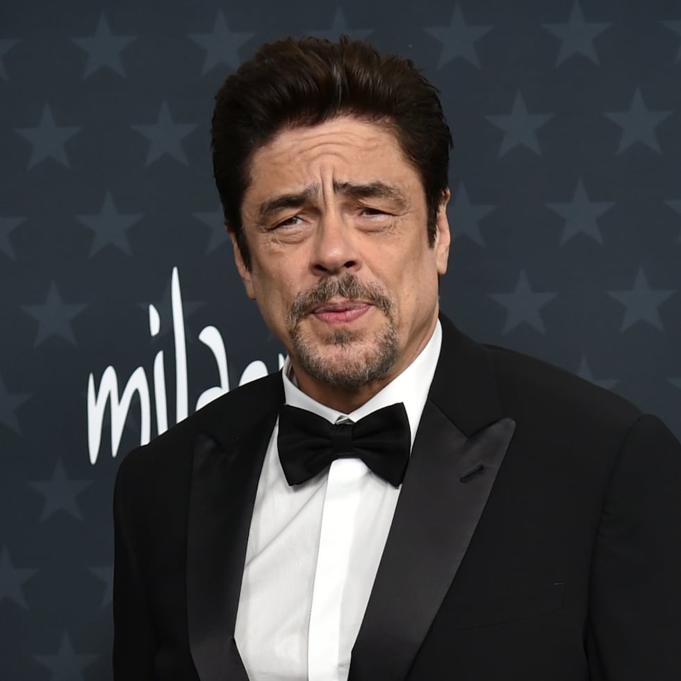 Benicio del Toro arrives at the 31st Annual Critics Choice Awards on Sunday, Jan. 4, 2026, at The Barker Hanger in Santa Monica, Calif. (Photo by Richard Shotwell/Invision/AP)