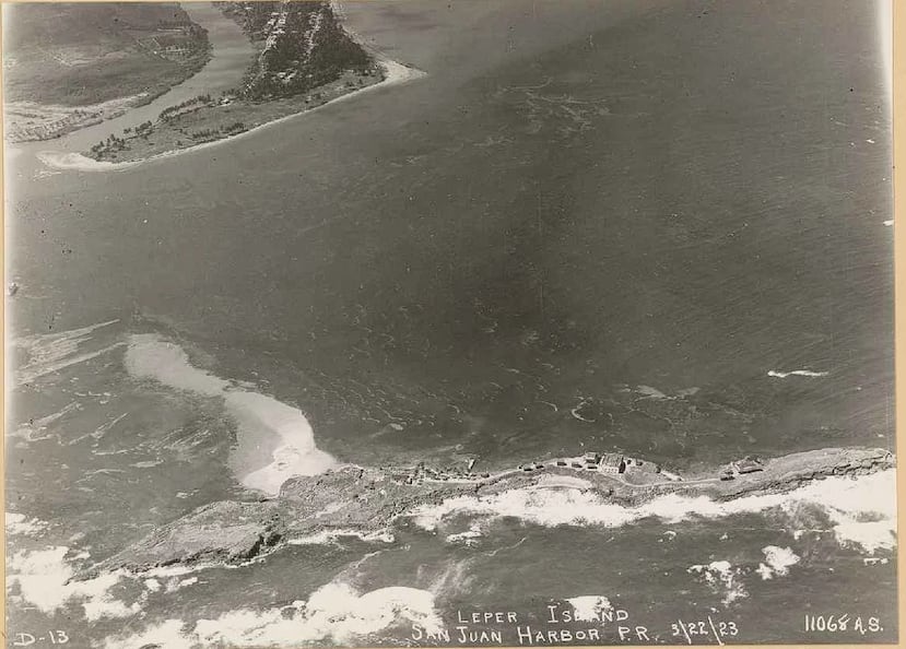 Vista aérea del Lazareto de Isla de cabras en 1923.
