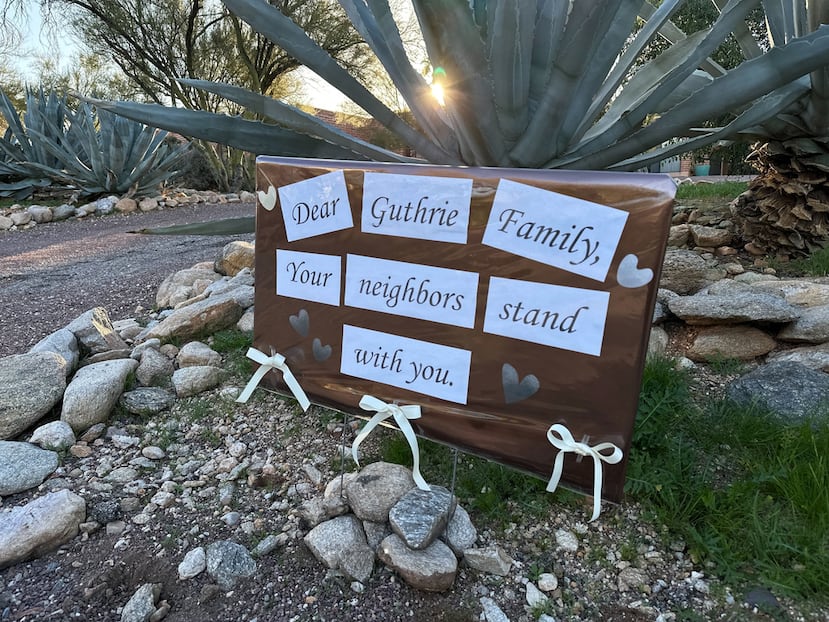 /// Neighbors of Nancy Guthrie, the daughter of "Today" host Savannah Guthrie, show support for the family in metro Tucson, Ariz., on Tuesday, Feb. 3, 2026, as the search continues to find Nancy who was reported missing. (AP Photo/Sejal Govindarao)