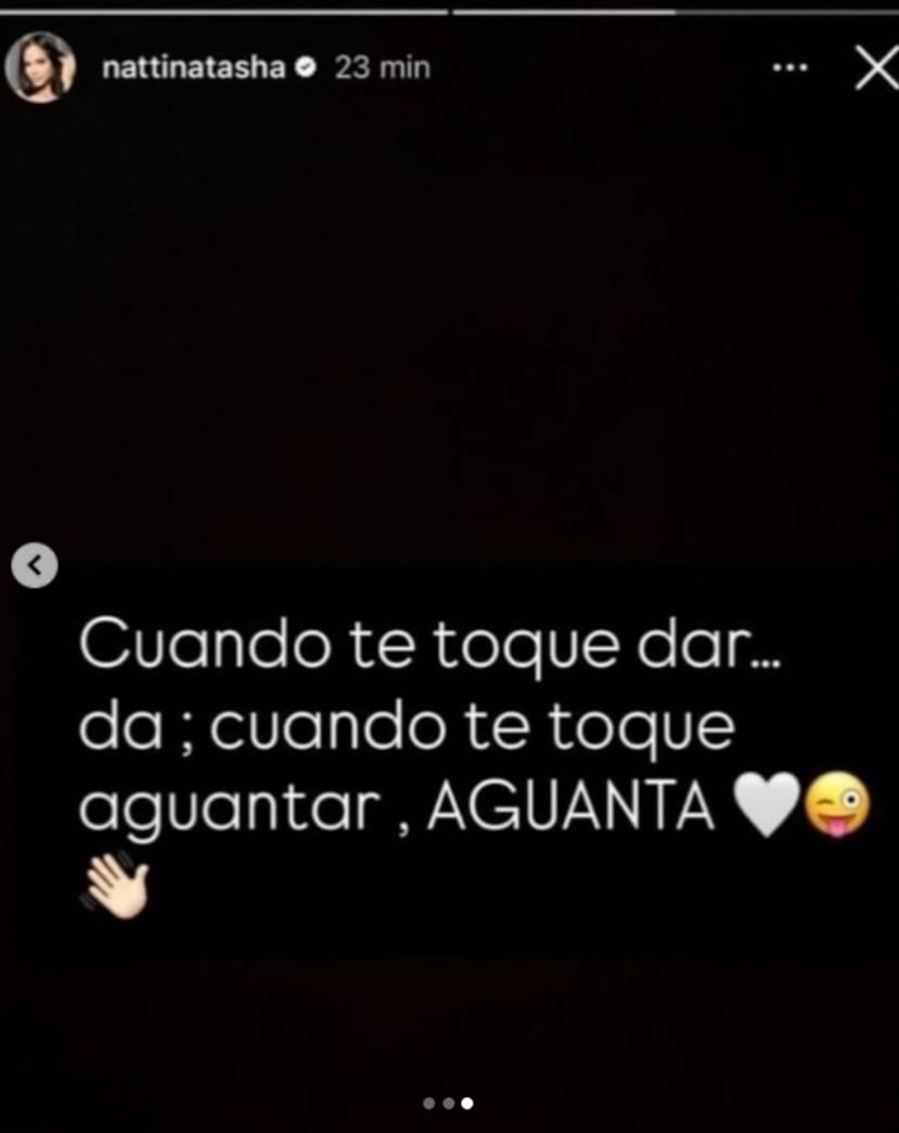 Mensaje de Natti Natasha en las redes sociales.
