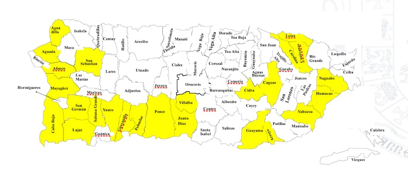 Mapa de los municipios impactados por el operativo "Espacios Seguros" de la Policía.