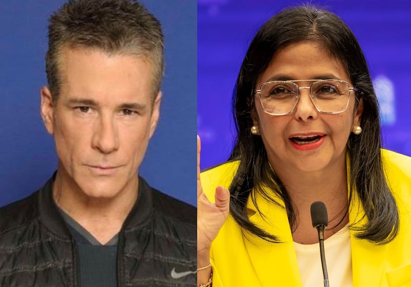 El actor venezolano Fernando Carrillo, a la izquierda, indicó en una entrevista en un medio chileno que tuvo una relación amorosa con Delcy Rodríguez, actual presidenta encargada de Venezuela.