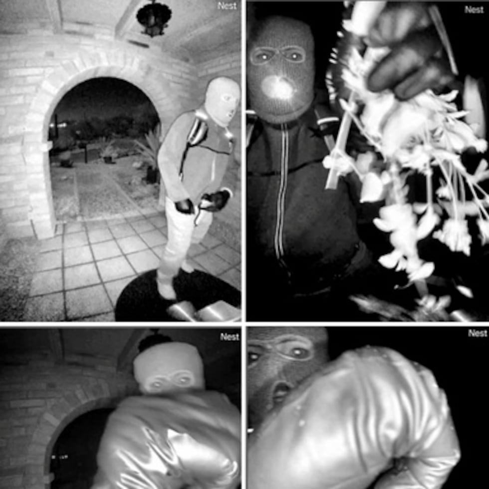 Este combo de imágenes proporcionadas por el FBI muestra imágenes de vigilancia en la casa de Nancy Guthrie la noche en que desapareció en Tucson, Arizona (FBI vía AP)