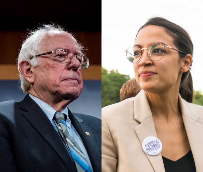 Bernie Sanders y Alexandria Ocasio Cortés. (Fotomontaje)