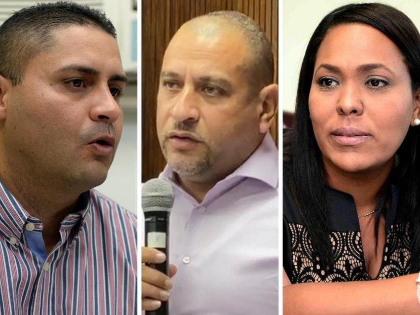 Los alcaldes de Naranjito e Isabela, Orlando Ortiz y Miguel “Ricky” Méndez, respectivamente, y la alcaldesa de Gurabo Rosachely Rivera.