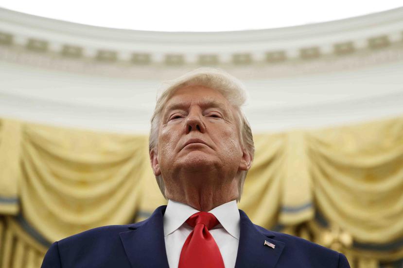 El presidente Donald Trump durante una ceremonia en la Oficina Oval de la Casa Blanca en Washington. (AP/Alex Brandon)