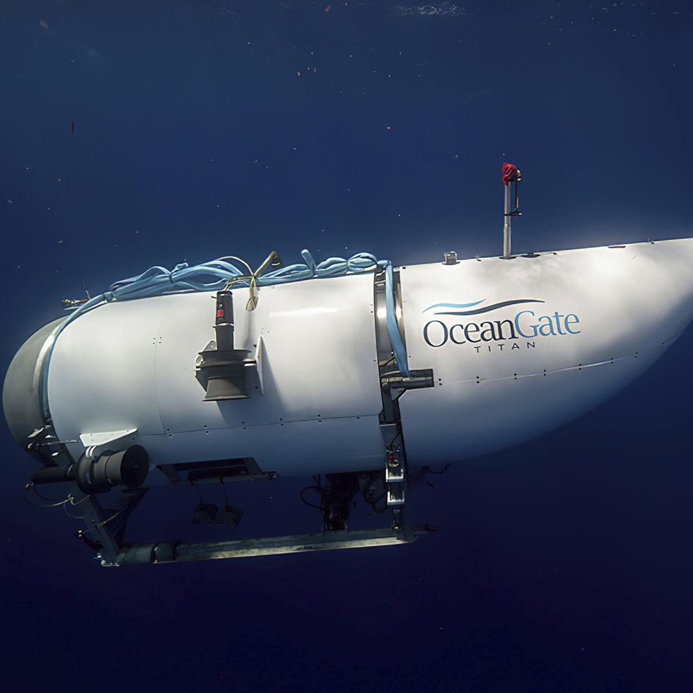 En esta imagen, proporcionada por OceanGate Expeditions, se muestra un sumergible llamado Titan utilizado para visitar el lugar del hundimiento del Titanic.
