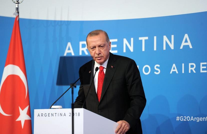 Recep Tayyip Erdogan, durante la cumbre del G20 en Buenos Aires, Argentina. (EFE)