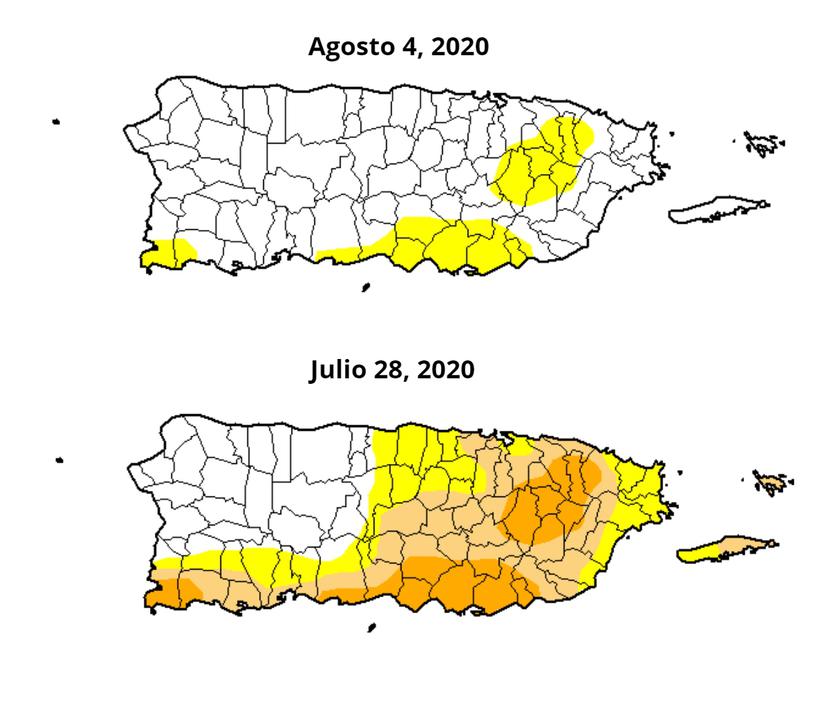 Comparativas del mapa de sequía para esta semana y la anterior.