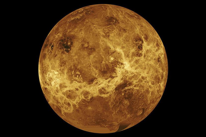 En esta imagen proporcionada por la NASA se ve al planeta Venus a partir de datos captados por las naves espaciales Magellan y Pioneer Venus Orbiter.