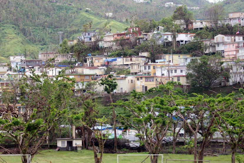 Vista de una zona residencial en Cayey luego de paso del huracán María.