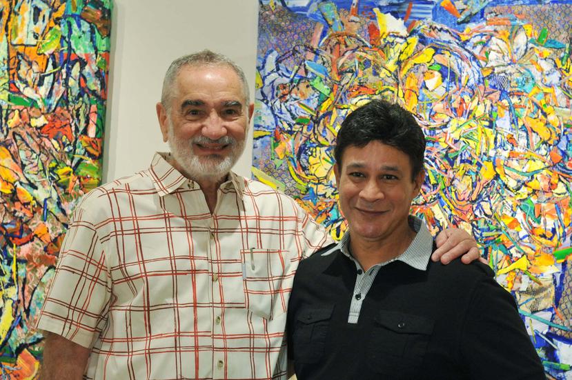 Lope Max Díaz y Arnaldo Roche Rabell se profesan admiración mutua por lo que están felices de que sus obras compartan un mismo espacio. (Suministrada)