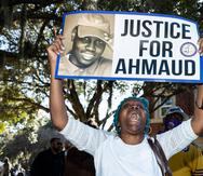 Vista de una manifestación pidiendo justicia por el asesinato del afroamericano Ahmaud Arbery, en una fotografía de archivo.