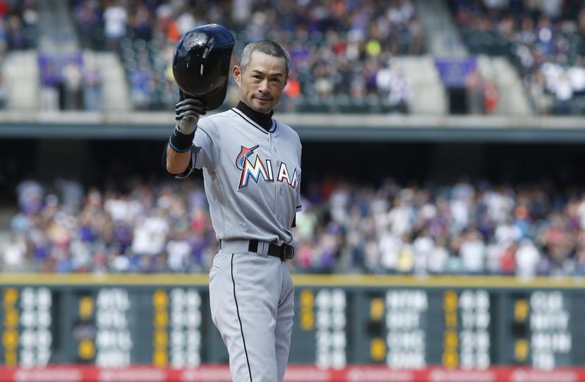 Ichiro con los Marlins de Miami en agosto de 2016. (AP)