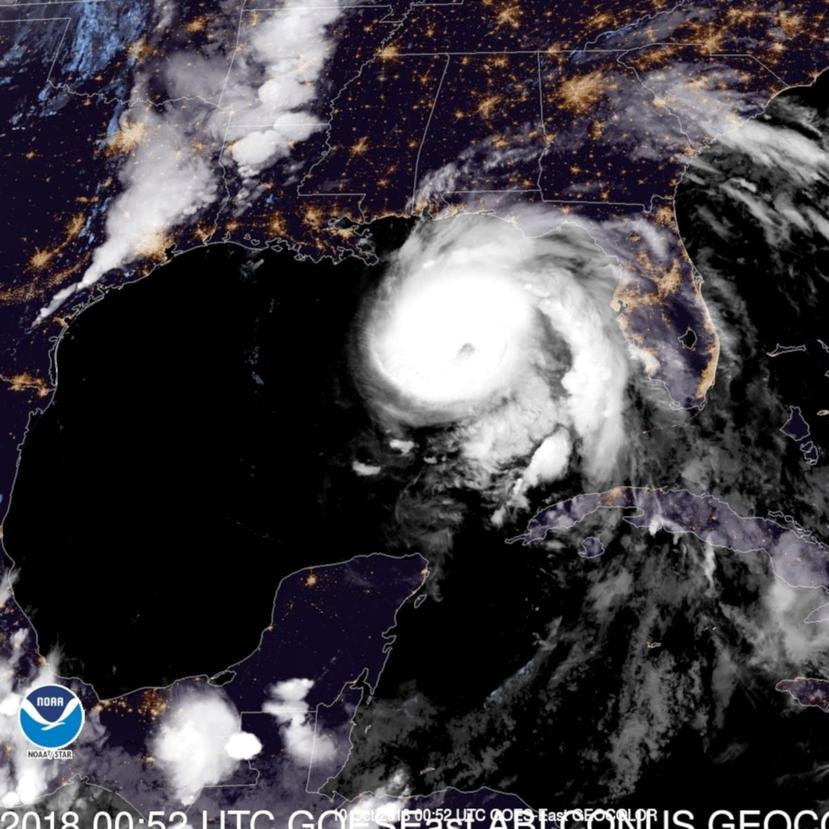 Imagen del satélite Goes-East del huracán Michael. (Captura / NOAA)