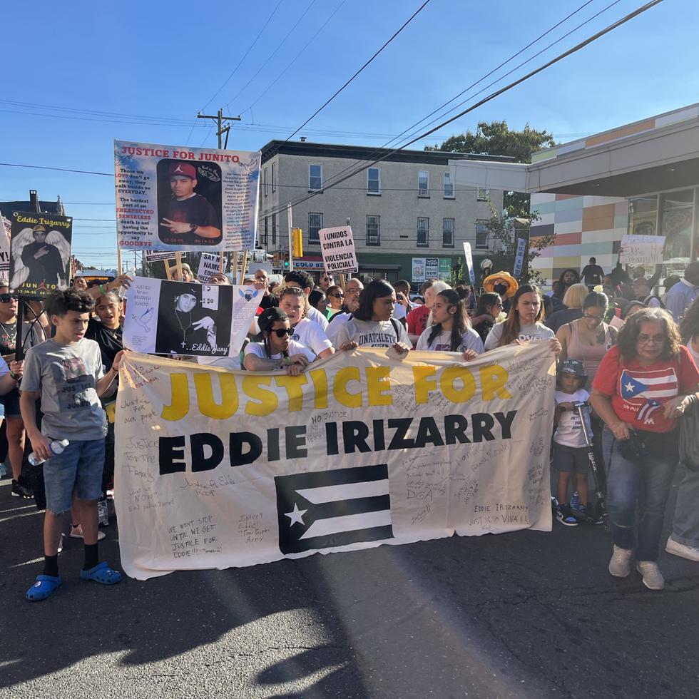 Protesta del 31 de agosto por la muerte del puertorriqueño Eddie Irizarry, de 27 años, en el norte de Filadelfia, a manos de un policía.