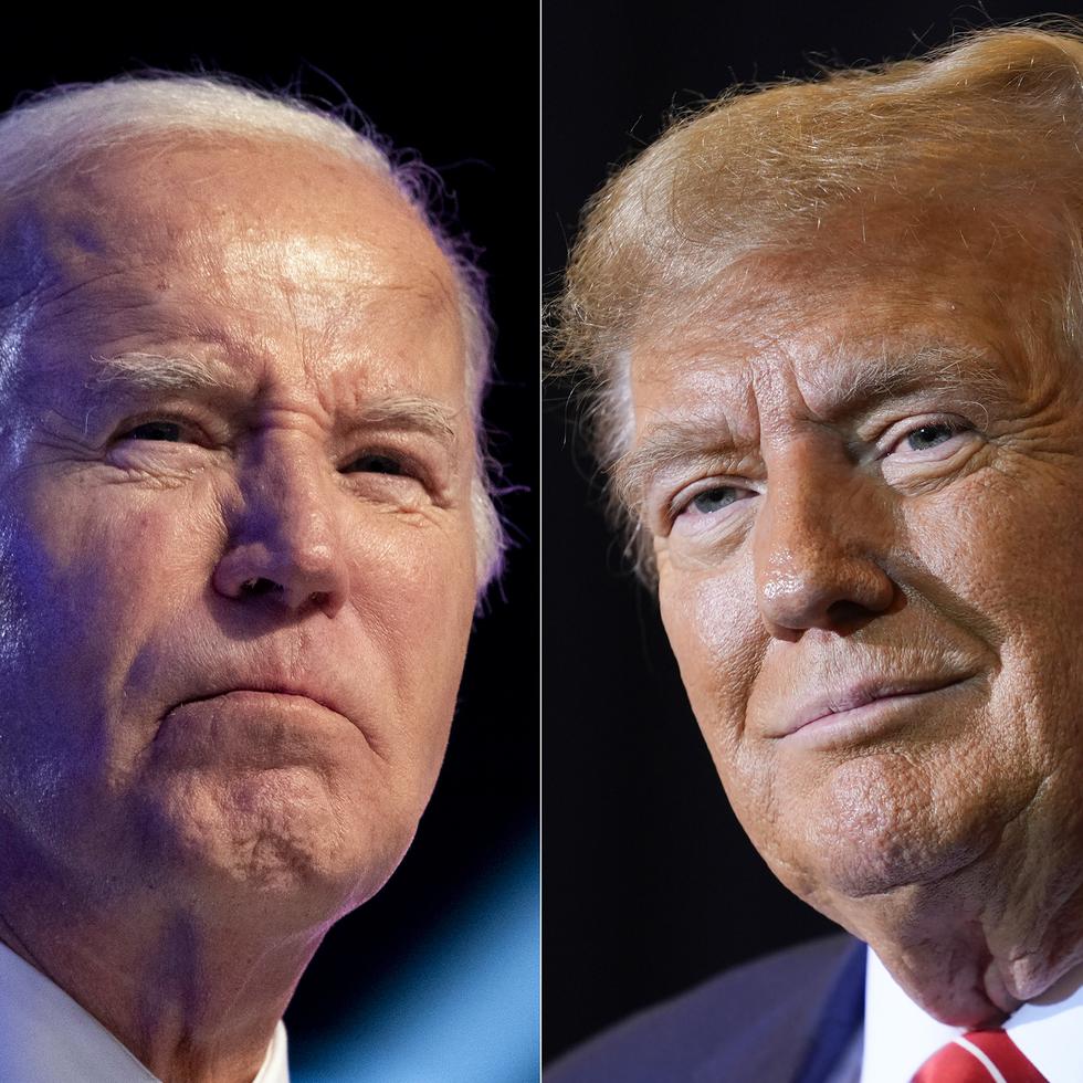 El presidente Joe Biden (i) en una foto tomada el 5 de enero de 2024, y el expresidente Donald Trump (d) en una foto tomada el 19 de enero de 2024.