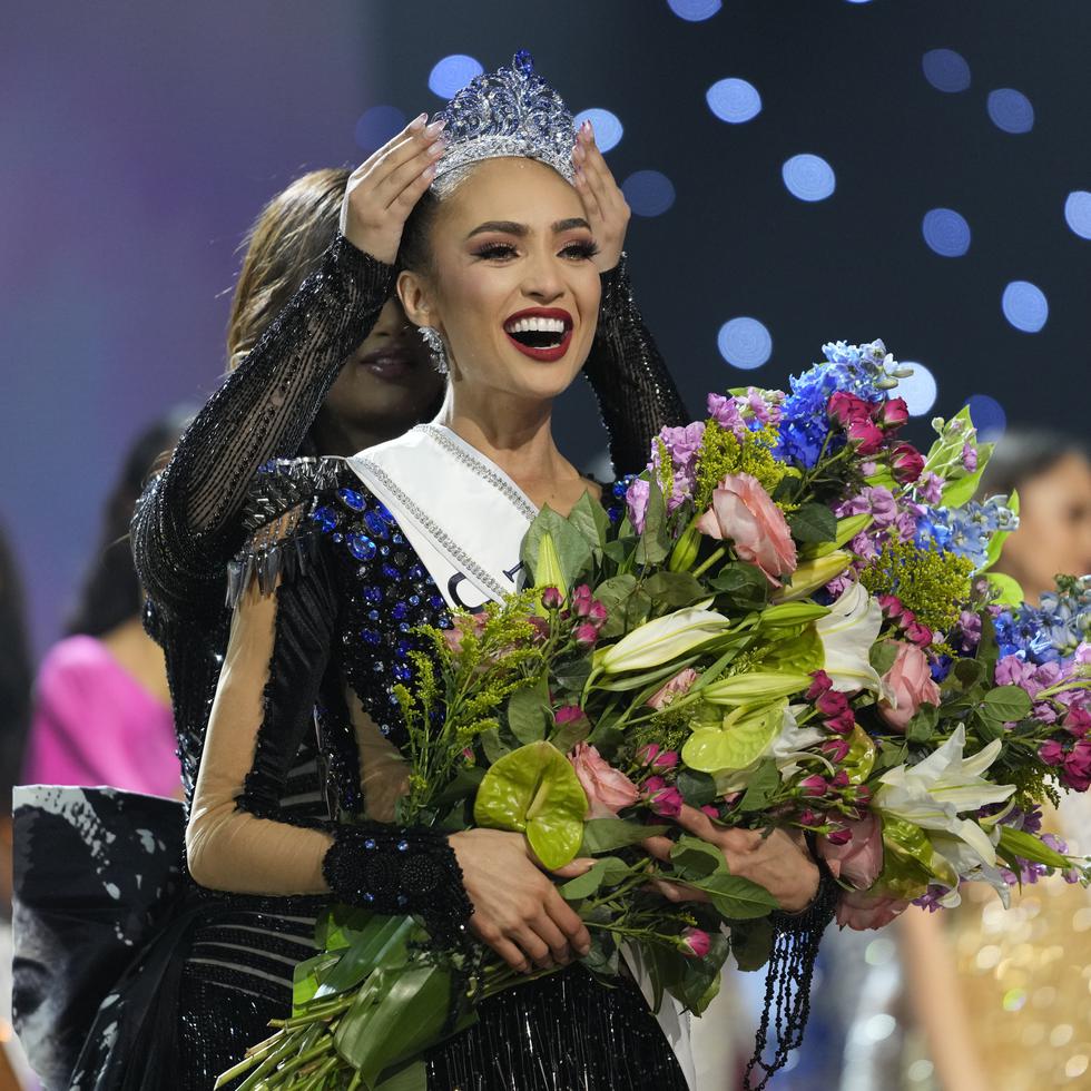 Miss USA R'Bonney Gabriel reacts as she is crowned Miss Universe during the final round of the 71st Miss Universe Beauty Pageant, in New Orleans on Saturday, Jan. 14, 2023. (AP Photo/Gerald Herbert)
