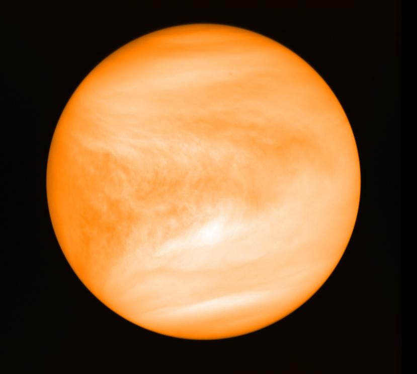 Foto de mayo de 2016 del planeta Venus proporcionada por el investigador Jane Greaves y captada por la sonda japonesa Akatsuki.