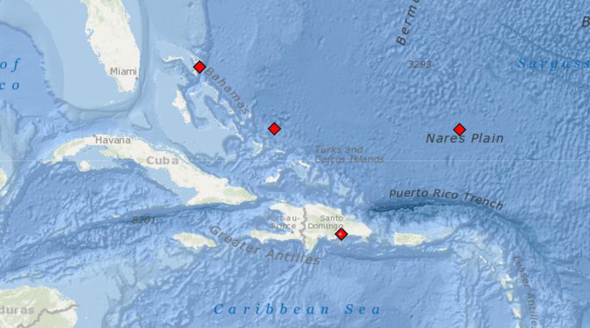 La boyas de la NOAA que miden tsunami y que están más cercanas a Puerto Rico.