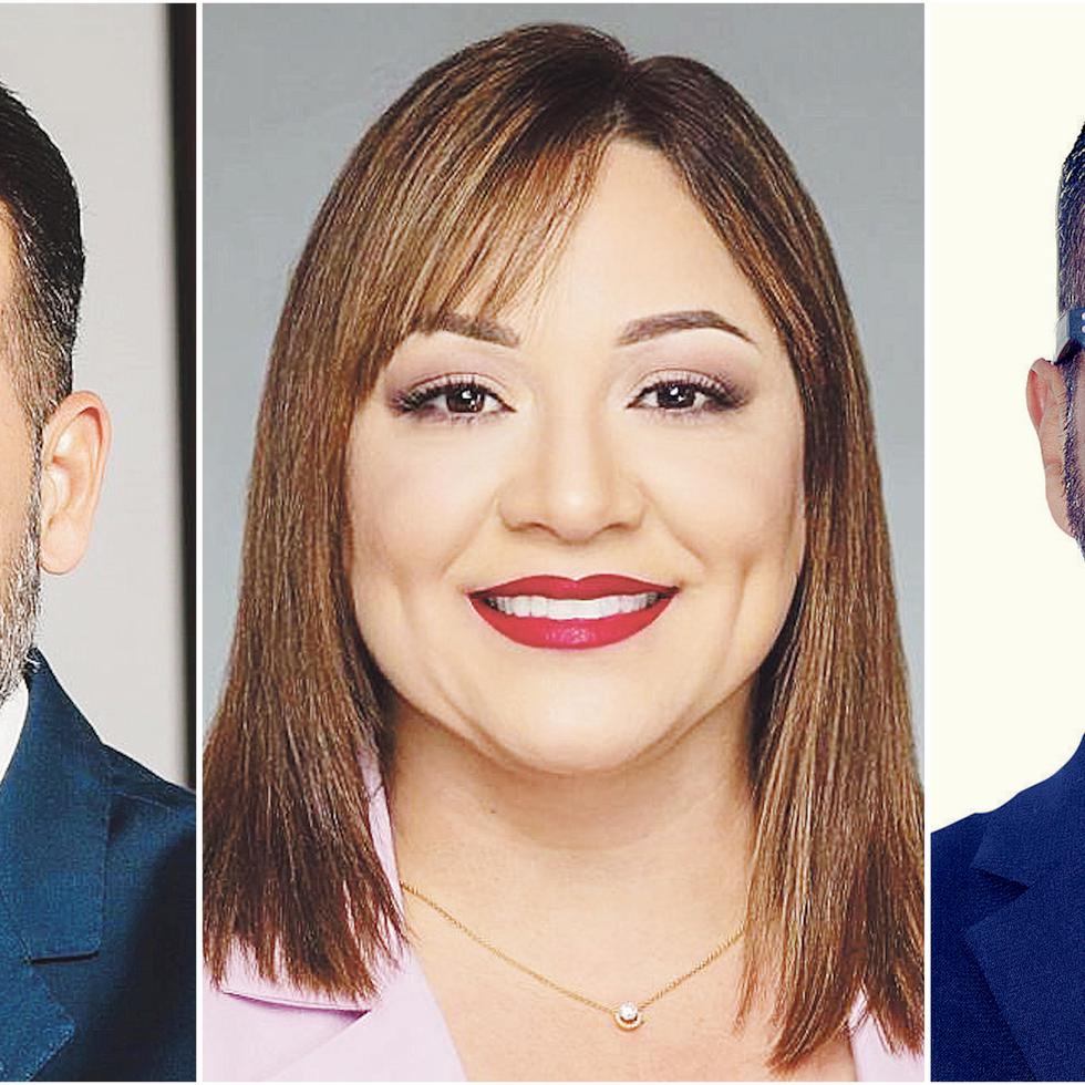 Luis Javier Hernández, Carmen Maldonado y Jesús Manuel Ortiz (de izq. a der.) son los candidatos que aspiran a la presidencia del Partido Popular Democrático (PPD)