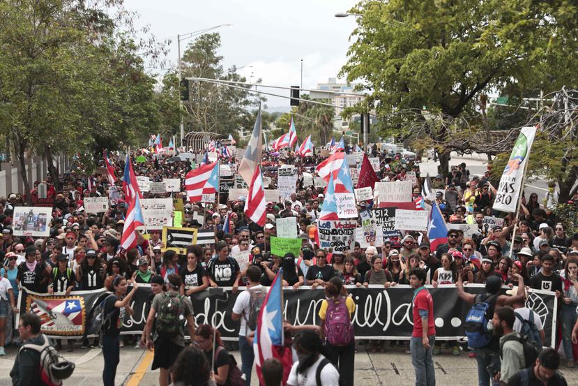 En la foto la manifestación que salió de la UPR de Río Piedras durante la protesta de 2018. (GFR Media)