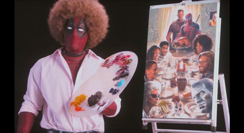 El antihéroe aparece vestido como el famoso pintor Bob Ross como gancho al teaser del filme que se estrenará el 1 de junio de 2018. (Twitter de Deadpool Movie)