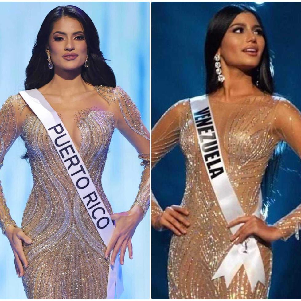 La puertorriqueña Karla Guilfú en el Miss Universe 2023 y la venezolana Sthefany Gutiérrez en el 2018.