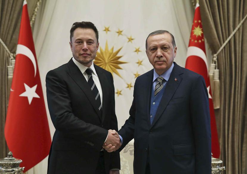 El presidente de Turquía, Recep Tayyip Erdogan, recibió a Elon Musk en Ankara (AP).