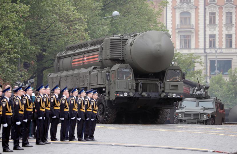 Imagen de un misil nuclear estratégico RS-24 Yars ruso.
