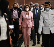 La presidenta de la Cámara de Representantes de EE.UU., Nancy Pelosi, a su llegada al Parlamento de Malasia. EFE/EPA/Nazri Rapaai.
