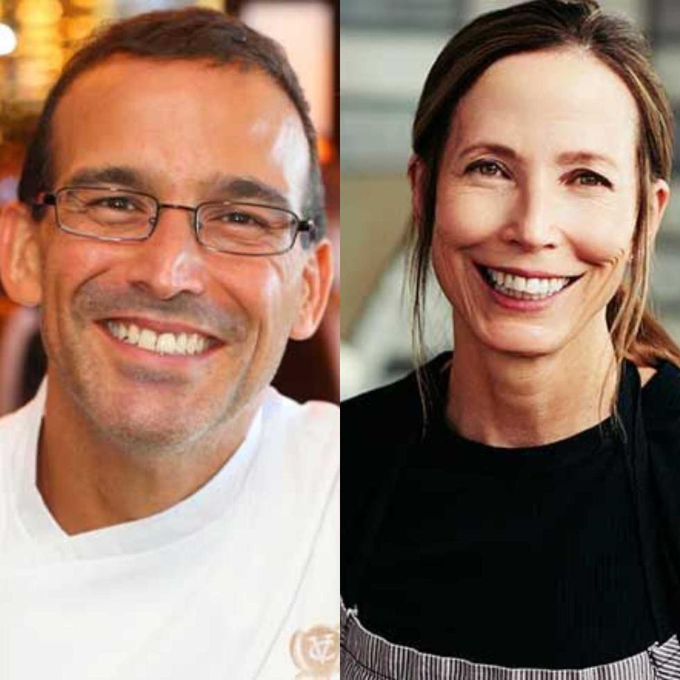 El anfitrión de TasteTwenty, chef Juan José Cuevas, y la chef visitante de TasteTwenty Linda Hampsten Fox de The Bindery en Denver, Colorado.
