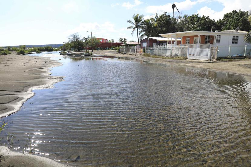 El mar entró a una calle de la comunidad El Faro, en Guayanilla. (GFR Media)